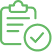 Icono de un documento con un signo de validación verde