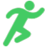 Icono verde de una figura humana corriendo